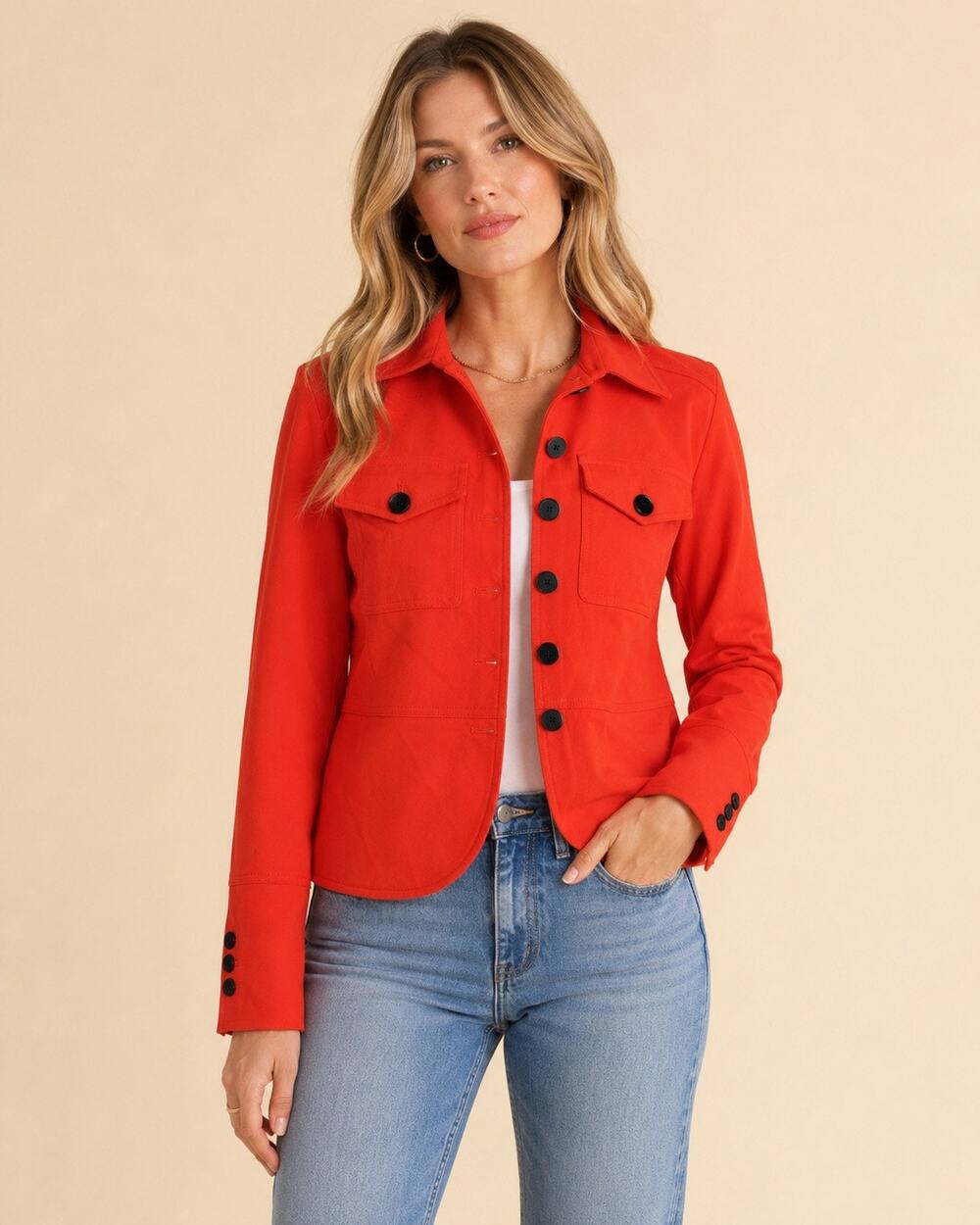 Halogen Button Front Orange Jacket